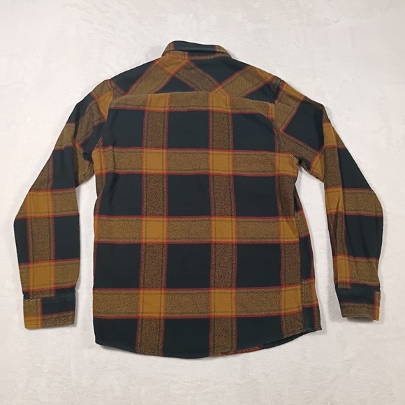 BRIXTON Flannel Shirt Flap Pockets Brown Plaid Men's Size Small - Picture 7 of 10